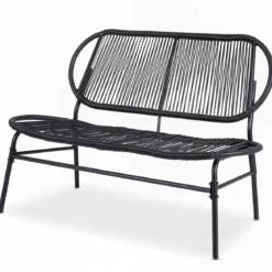 Gartenbank Polyrattan 2-Sitzer Atmungsaktiv Sitzbank mit Ergonomischen Rückenlehne 68 x 118 x 79 cm