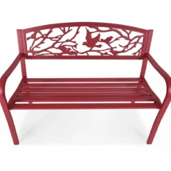 Gartenbank 3-Sitzer Parkbank Eisenbank mit Rückenlehnen Rot 127 x 60 x 88 cm