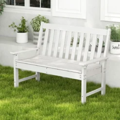 Gartenbank wetterfest Allwetter-Sitzbank aus HDPE Parkbank für 2-3 Sitzer Braun/Schwarz/Grau/Weiß
