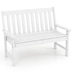 Gartenbank wetterfest Allwetter-Sitzbank aus HDPE Parkbank für 2-3 Sitzer Braun/Schwarz/Grau/Weiß
