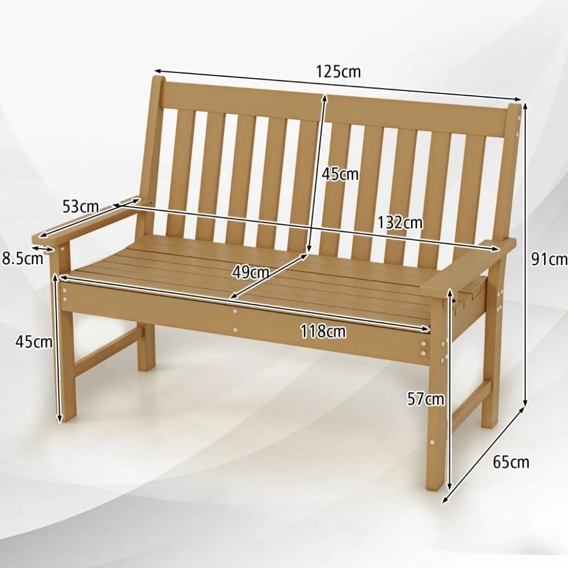 Gartenbank wetterfest Allwetter-Sitzbank aus HDPE Parkbank für 2-3 Sitzer Braun/Schwarz/Grau/Weiß