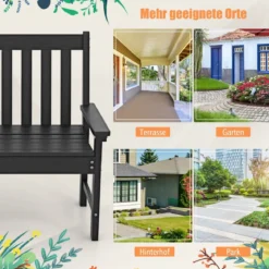 Gartenbank wetterfest Allwetter-Sitzbank aus HDPE Parkbank für 2-3 Sitzer Braun/Schwarz/Grau/Weiß