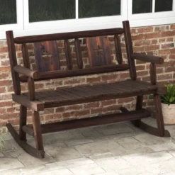 Gartenbank wetterfest Schaukelbank mit Rückenlehne Sitzbank bis 320 kg belastbar