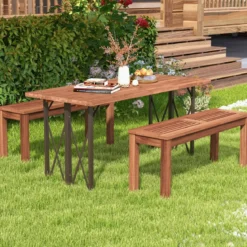 Gartenbank wetterfest 2-Sitzer Sitzbank ohne Rückenlehne Holzbank bis 150 kg 100 x 30,5 x 47 cm