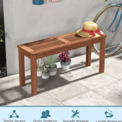 Gartenbank wetterfest 2-Sitzer Sitzbank ohne Rückenlehne Holzbank bis 150 kg 100 x 30,5 x 47 cm