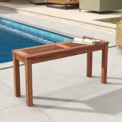 Gartenbank wetterfest 2-Sitzer Sitzbank ohne Rückenlehne Holzbank bis 150 kg 100 x 30,5 x 47 cm