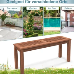 Gartenbank wetterfest 2-Sitzer Sitzbank ohne Rückenlehne Holzbank bis 150 kg 100 x 30,5 x 47 cm