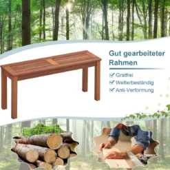 Gartenbank wetterfest 2-Sitzer Sitzbank ohne Rückenlehne Holzbank bis 150 kg 100 x 30,5 x 47 cm