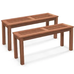 Gartenbank wetterfest 2-Sitzer Sitzbank ohne Rückenlehne Holzbank bis 150 kg 100 x 30,5 x 47 cm