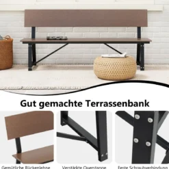 Gartenbank wetterfest 3-Sitzer Sitzbank bis 500kg belastbar 183 x 52 x 85 cm Braun