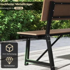 Gartenbank wetterfest 3-Sitzer Sitzbank bis 500kg belastbar 183 x 52 x 85 cm Braun