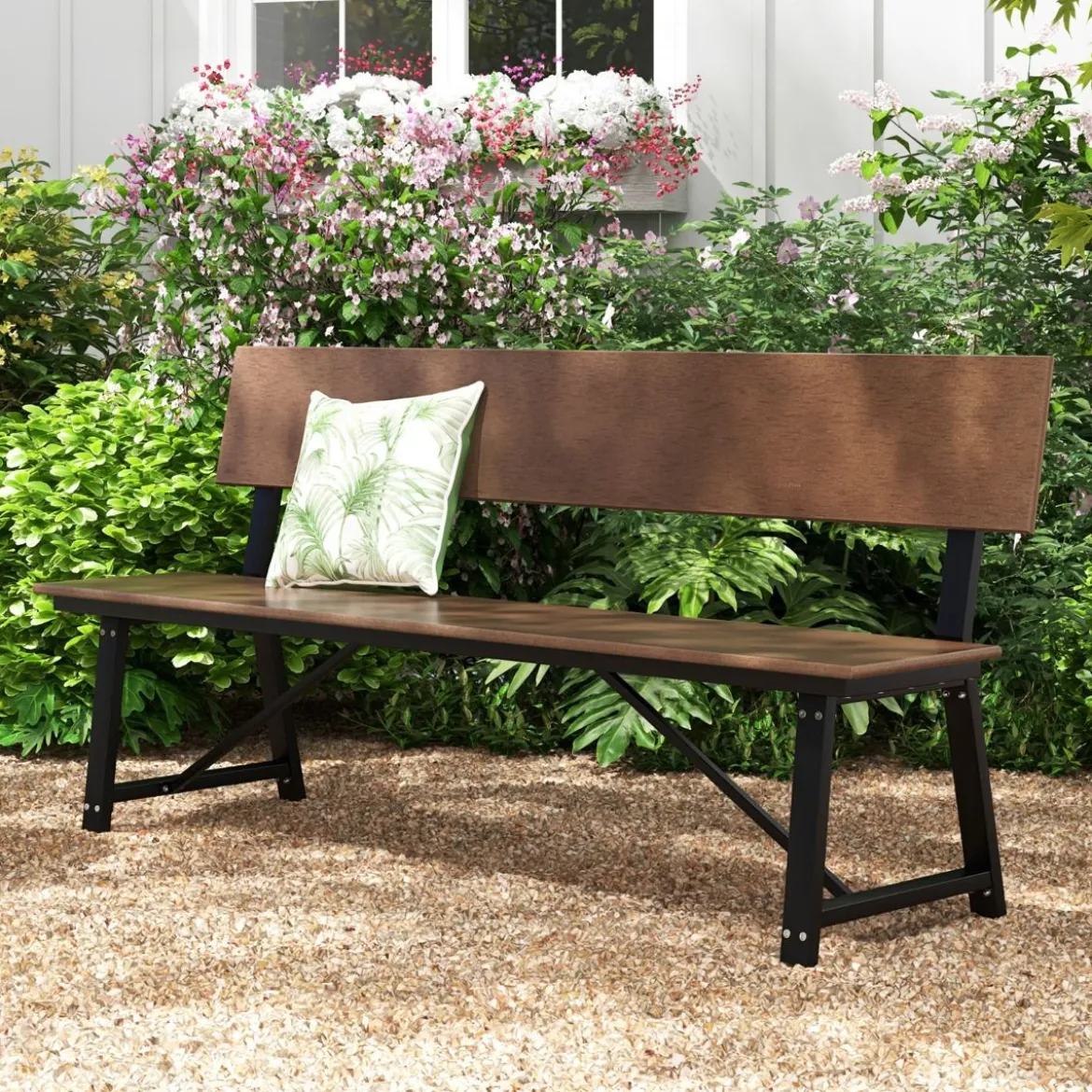 Gartenbank wetterfest 3-Sitzer Sitzbank bis 500kg belastbar 183 x 52 x 85 cm Braun