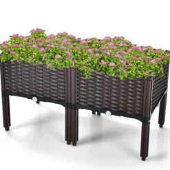 Gartenbeet Erhöhter Pflanzkasten mit 8 Beinen 40,5 x 40,5 x 45 cm Braun