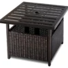 Garten Beistelltisch Rattan Gartentisch mit Schirmloch 55,5 x 55,5 x 46 cm Dunkelbraun