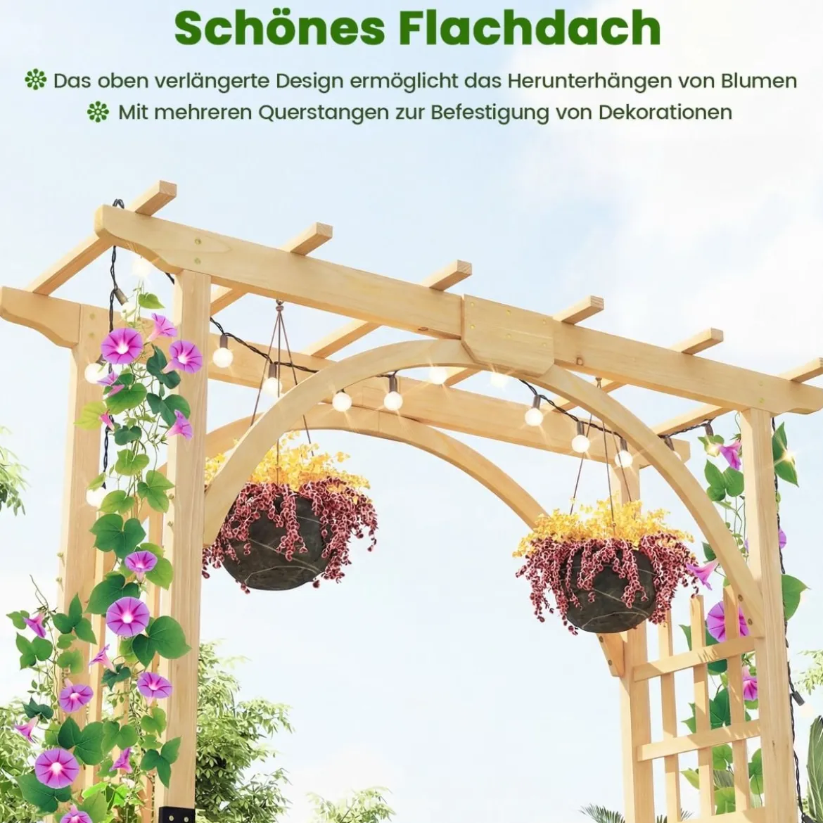Gartenbogen aus Holz Rosenbogen für Kletterpflanzen Eleganter Hochzeitsbogen Natur