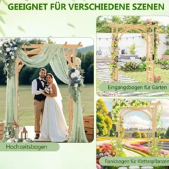Gartenbogen aus Holz Rosenbogen für Kletterpflanzen Eleganter Hochzeitsbogen Natur