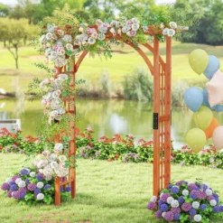 Gartenbogen aus Holz Rosenbogen für Kletterpflanzen Eleganter Hochzeitsbogen Natur