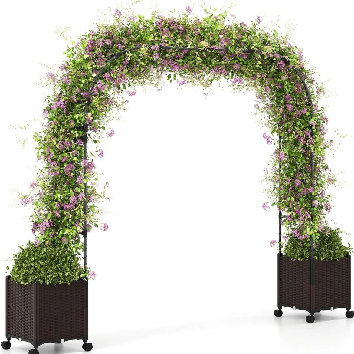 Gartenbogen Spalier mit 2 Pflanzkästen Outdoor Pergola Rankbogen Metall Deko Bogen