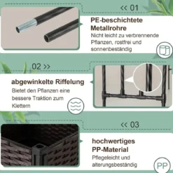 Gartenbogen Spalier mit 2 Pflanzkästen Outdoor Pergola Rankbogen Metall Deko Bogen