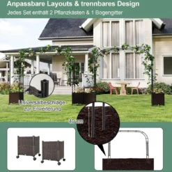 Gartenbogen Spalier mit 2 Pflanzkästen Outdoor Pergola Rankbogen Metall Deko Bogen