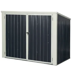 Gartenbox Wasserdicht Mülltonnenbox Garten Gerätebox Metall Dunkelgrau 173 x 97x 134 cm