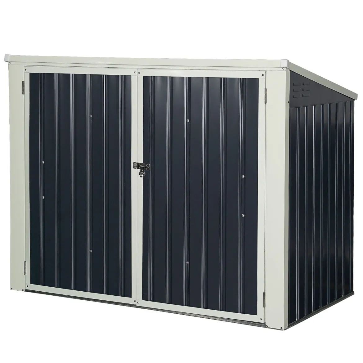 Gartenbox Wasserdicht Mülltonnenbox Garten Gerätebox Metall Dunkelgrau 173 x 97x 134 cm