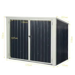 Gartenbox Wasserdicht Mülltonnenbox Garten Gerätebox Metall Dunkelgrau 173 x 97x 134 cm