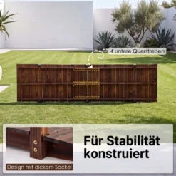 Gartenbrücke aus Tannenholz Bogenbrücke mit Geländer Wetterfest 500kg Tragkraft 230 x 73 x 108 cm