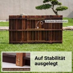 Gartenbrücke aus Tannenholz Bogenbrücke mit Geländer Wetterfest 500kg Tragkraft 125 x 68 x 47 cm
