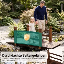 Gartenbrücke aus Tannenholz Bogenbrücke mit Geländer Wetterfest 500kg Tragkraft 125 x 68 x 47 cm