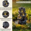 Gartenbrunnen mit LED-Beleuchtung 5-stufiger Springbrunnen aus Kunstharz 27 x 20,5 x 45,5 cm