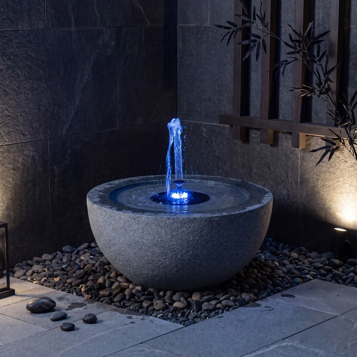 Gartenbrunnen Solarbetriebener Springbrunnen mit LED Beleuchtung und 3 Düsen Terrassenbrunnen