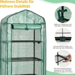 Gartengewächshaus 4-Stöckiges Mini-Gewächshaus 70 x 49 x 159 cm Grün