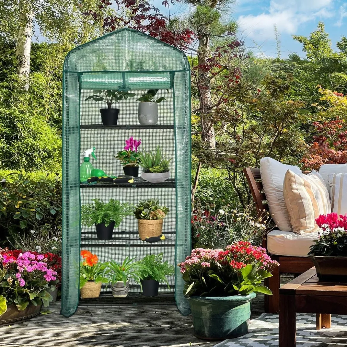 Gartengewächshaus 4-Stöckiges Mini-Gewächshaus 70 x 49 x 159 cm Grün