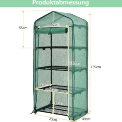 Gartengewächshaus 4-Stöckiges Mini-Gewächshaus 70 x 49 x 159 cm Grün