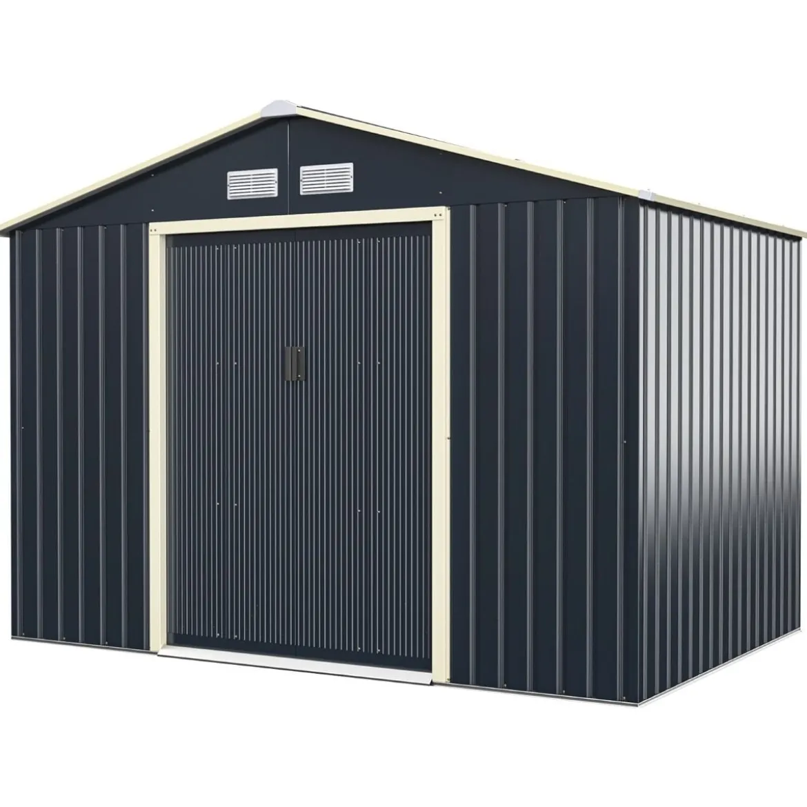 Gartenhaus aus Stahl Multifunktionaler Schuppen 277 x 202 x 191 cm Grau