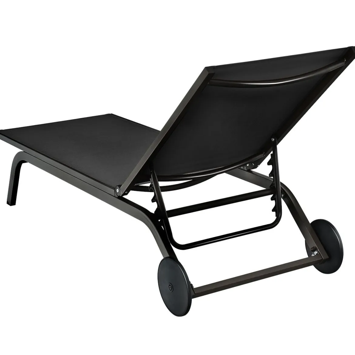 Gartenliege Liegestuhl Aluminium-Chaiselongue Patio Liegestuhl mit verstellbarer Rückenlehne Schwarz