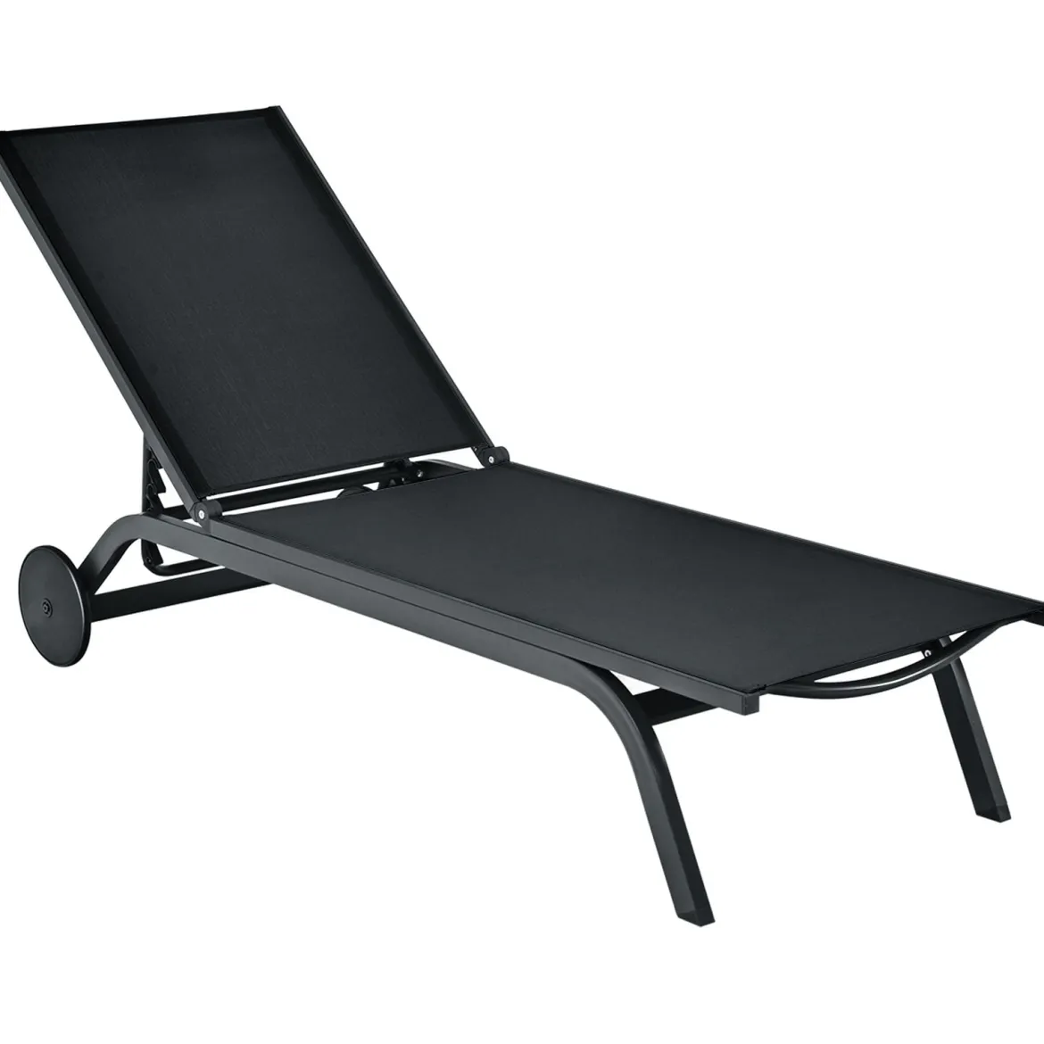 Gartenliege Liegestuhl Aluminium-Chaiselongue Patio Liegestuhl mit verstellbarer Rückenlehne Schwarz