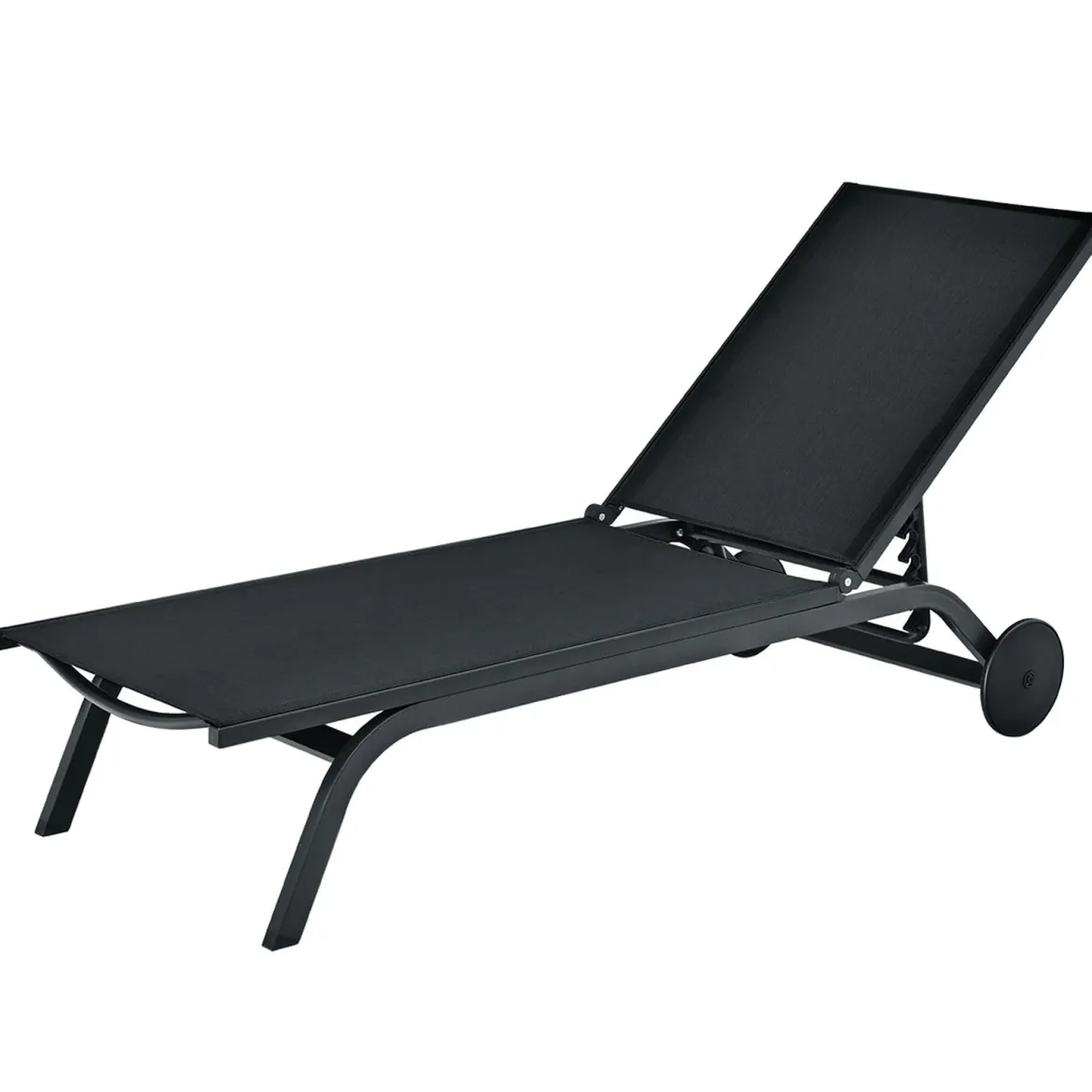 Gartenliege Liegestuhl Aluminium-Chaiselongue Patio Liegestuhl mit verstellbarer Rückenlehne Schwarz
