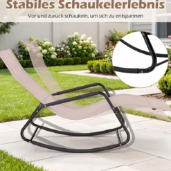 Gartenliege Wetterfest Ergonomischer Schaukelstuhl aus Atmungsaktivem Stoff 143 x 57 x 86 cm