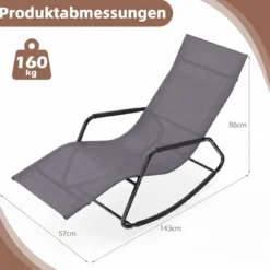 Gartenliege Wetterfest Ergonomischer Schaukelstuhl aus Atmungsaktivem Stoff 143 x 57 x 86 cm