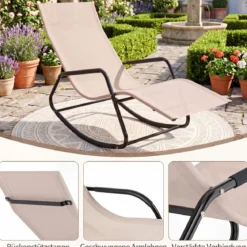 Gartenliege Wetterfest Ergonomischer Schaukelstuhl aus Atmungsaktivem Stoff 143 x 57 x 86 cm