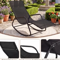Gartenliege Wetterfest Ergonomischer Schaukelstuhl aus Atmungsaktivem Stoff 143 x 57 x 86 cm