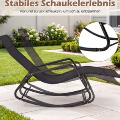 Gartenliege Wetterfest Ergonomischer Schaukelstuhl aus Atmungsaktivem Stoff 143 x 57 x 86 cm