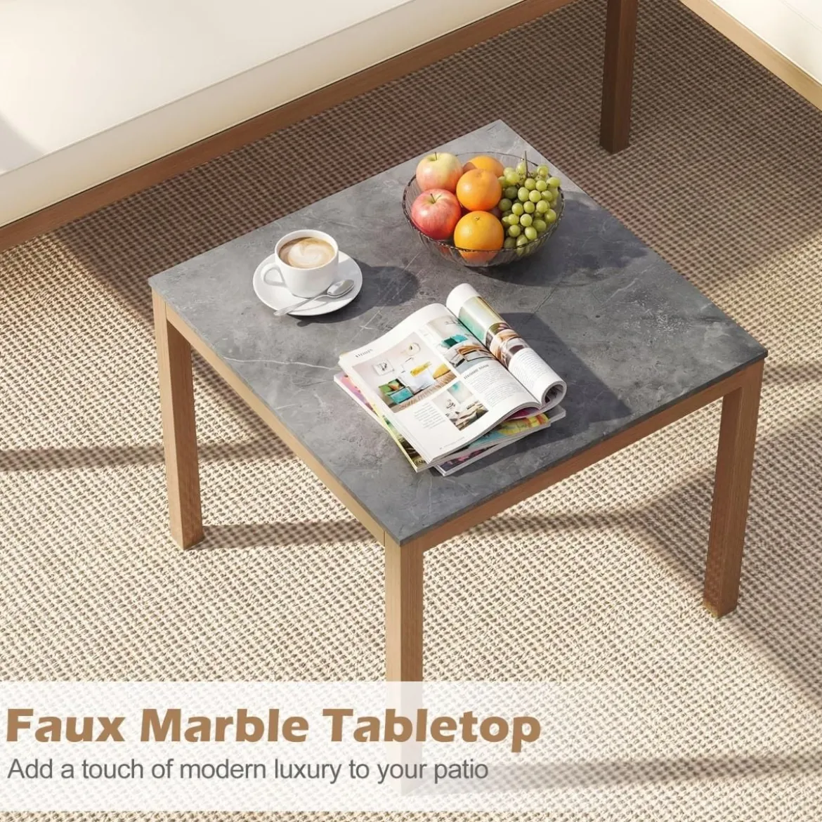 Gartenlounge mit Tisch & Kissen 3-teilige Sitzgruppe Gartenmöbel Sitzgarnitur für Garten