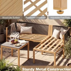 Gartenlounge mit Tisch & Kissen 3-teilige Sitzgruppe Gartenmöbel Sitzgarnitur für Garten