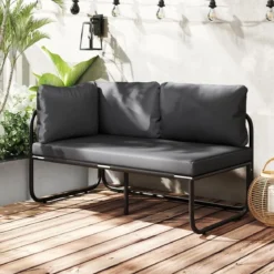 Garten Lounge Sofa Lounge Möbel Outdoor Gartensofa mit Kissen 2-Sitzer Gartenlounge Gartenmöbel Grau