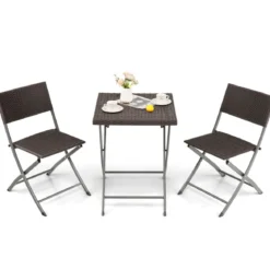 Gartenmöbel-Set 3-Teiliges Bistro-Set aus Weidengeflecht Braun