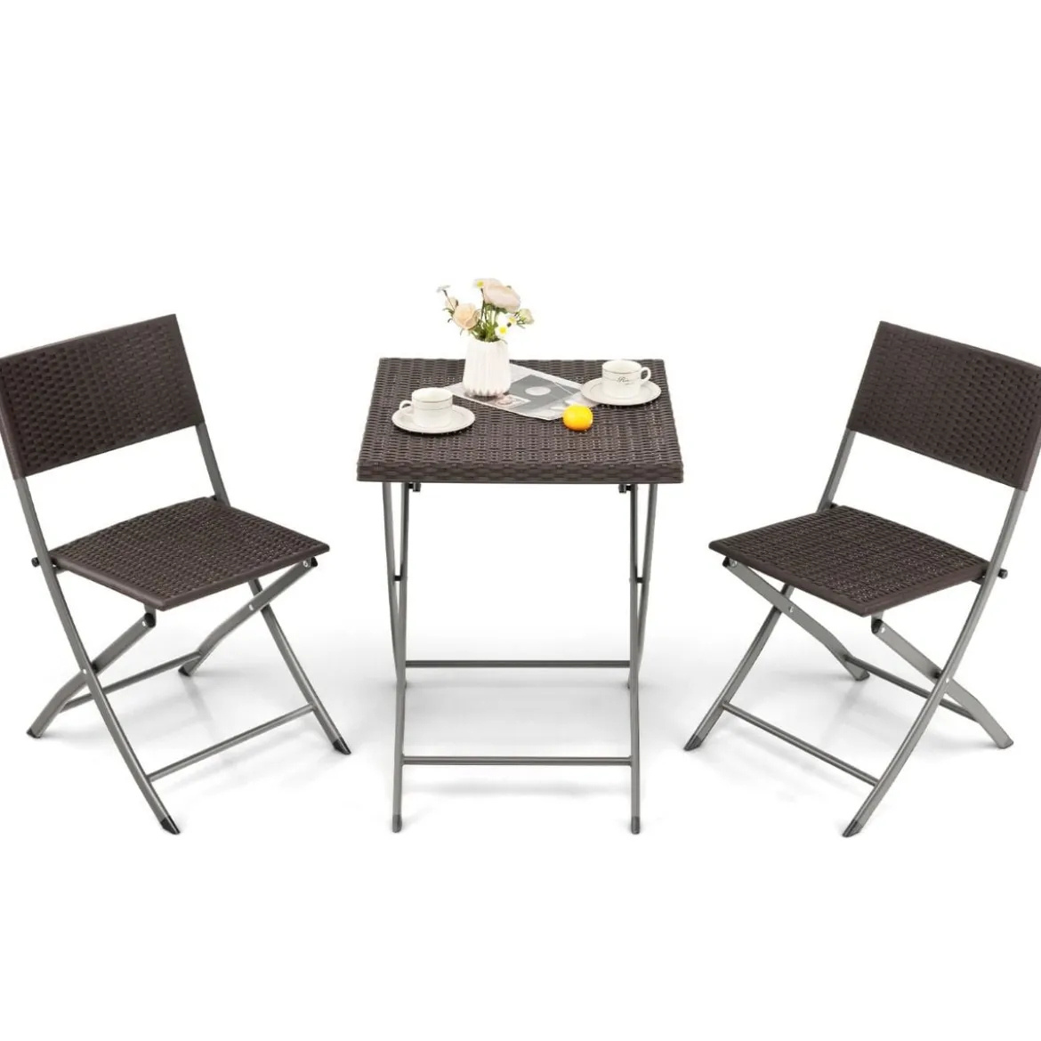 Gartenmöbel-Set 3-Teiliges Bistro-Set aus Weidengeflecht Braun