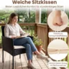 Gartenmöbel Set 3-teiliges Rattan Balkonmöbel mit 2 Stühlen & Gartentisch Beige